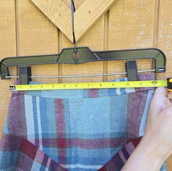 Glenora Plaid A-Line Skirt in Blue and Burgundy Small - Picture 3 of 4